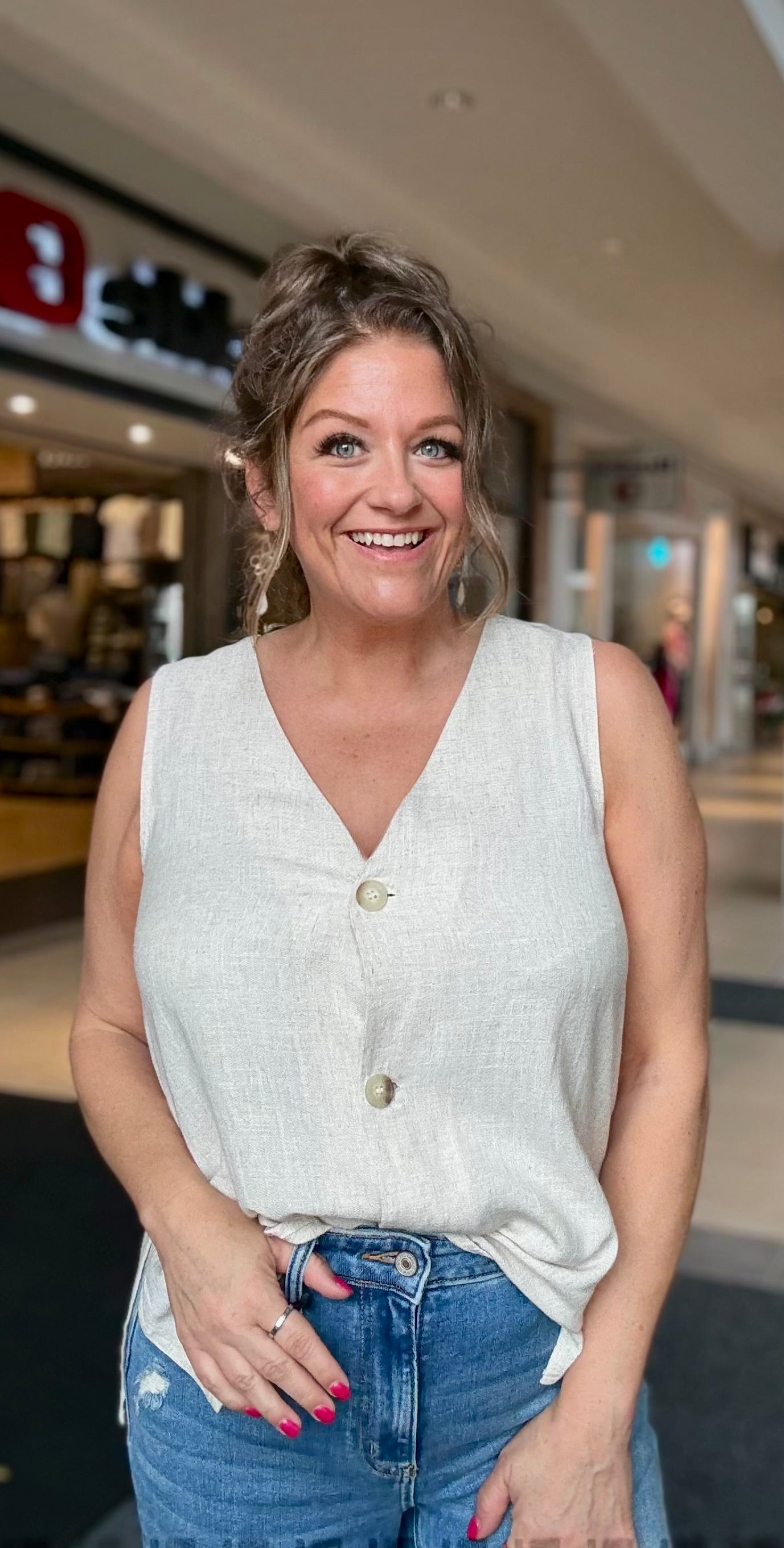Boho Button Front Vest Top