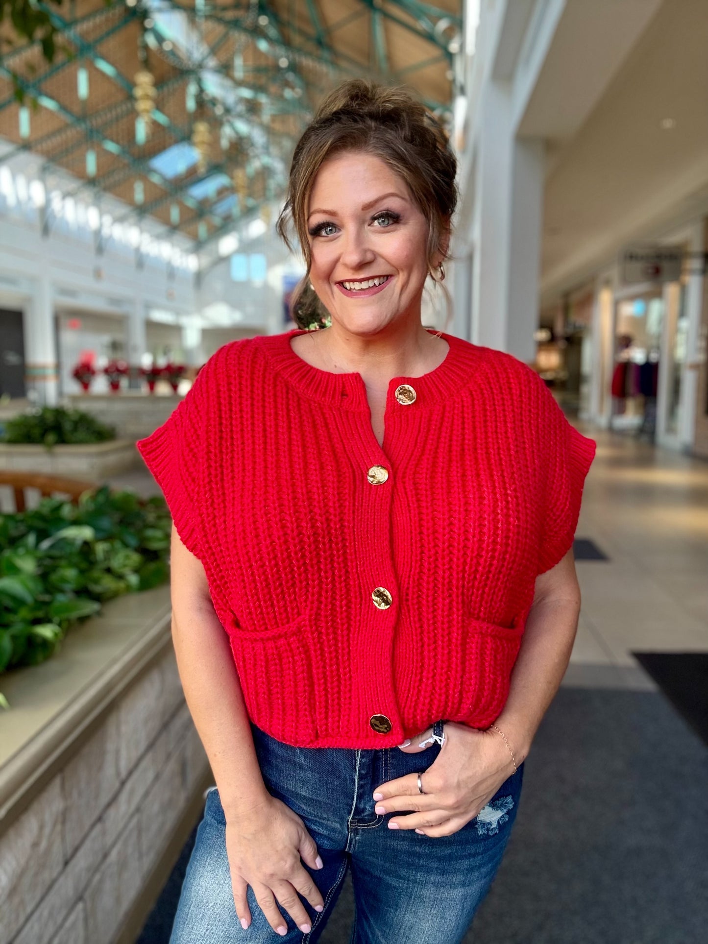 Oversized Button Down Knit Sweater Top