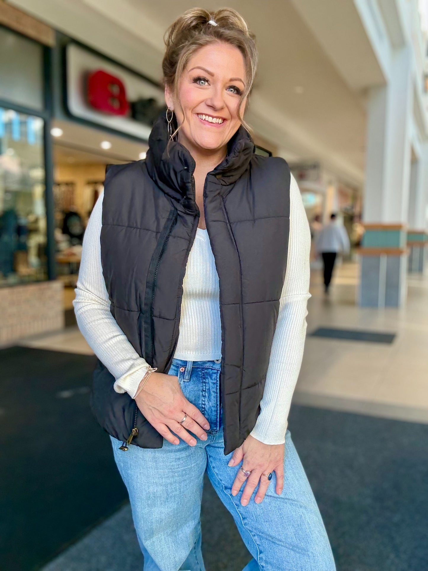 High neck puffer vest
