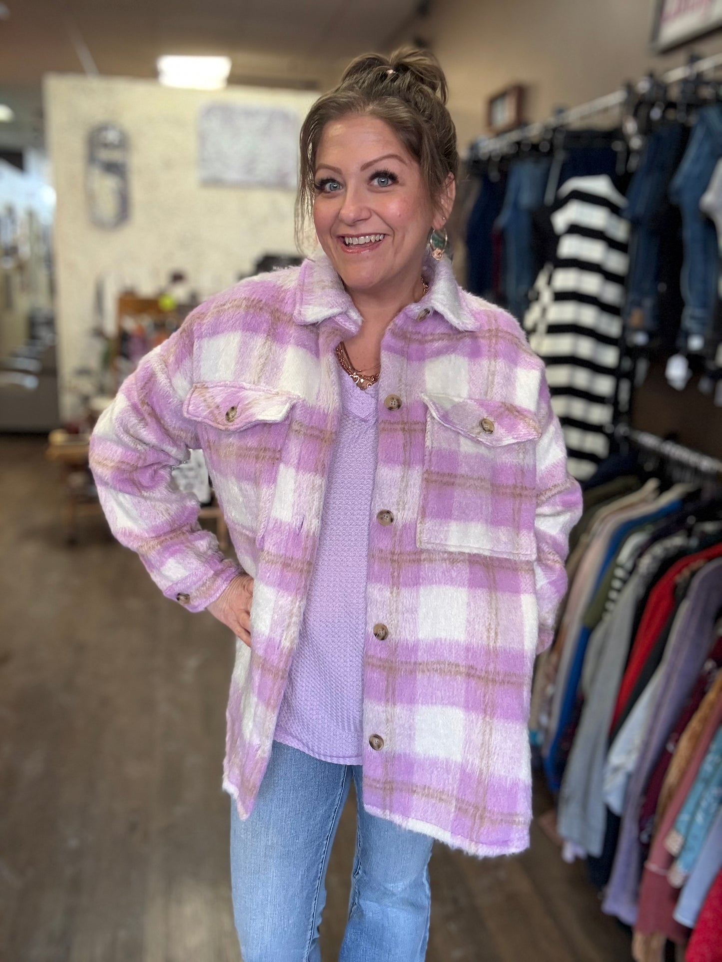 Lavender Happy Fave Fuzzy Jacket