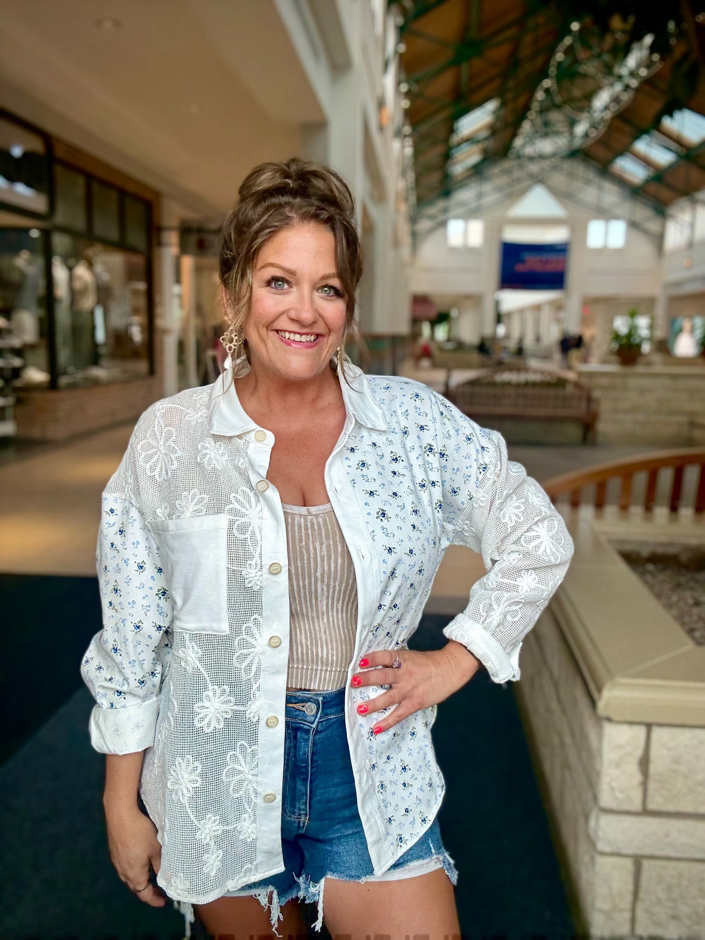 Vintage Bloom Patchwork Button Up