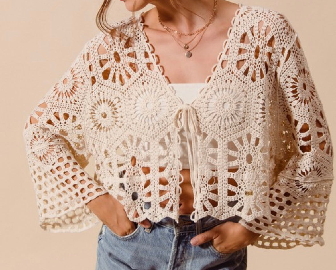 Bloom & Tie Crochet Cardigan