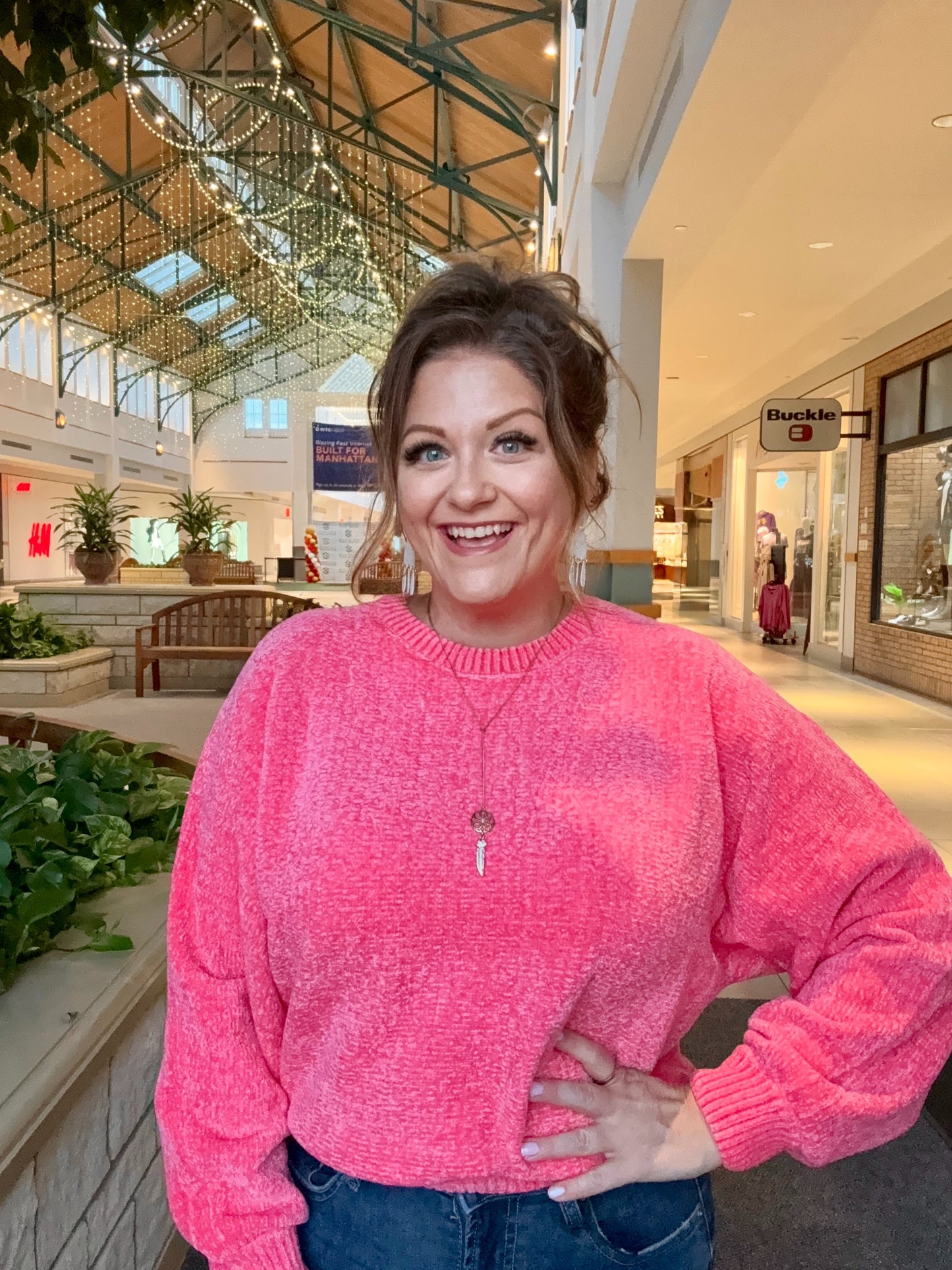 Textured Cropped Long Sleeve Sweater