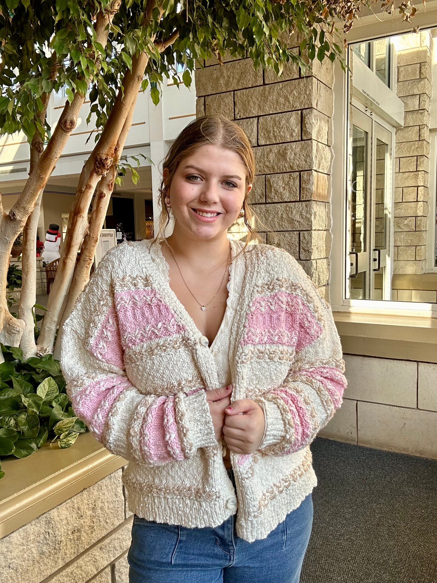 Multi Color Textured Knit Sweater Cardigan