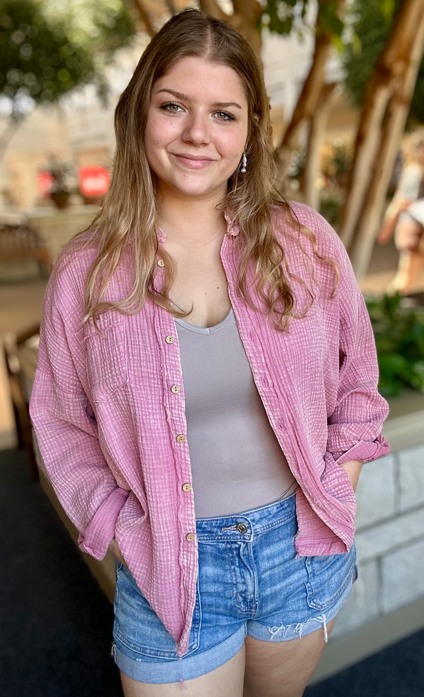 Washed Double Gauze Button Down Shirt