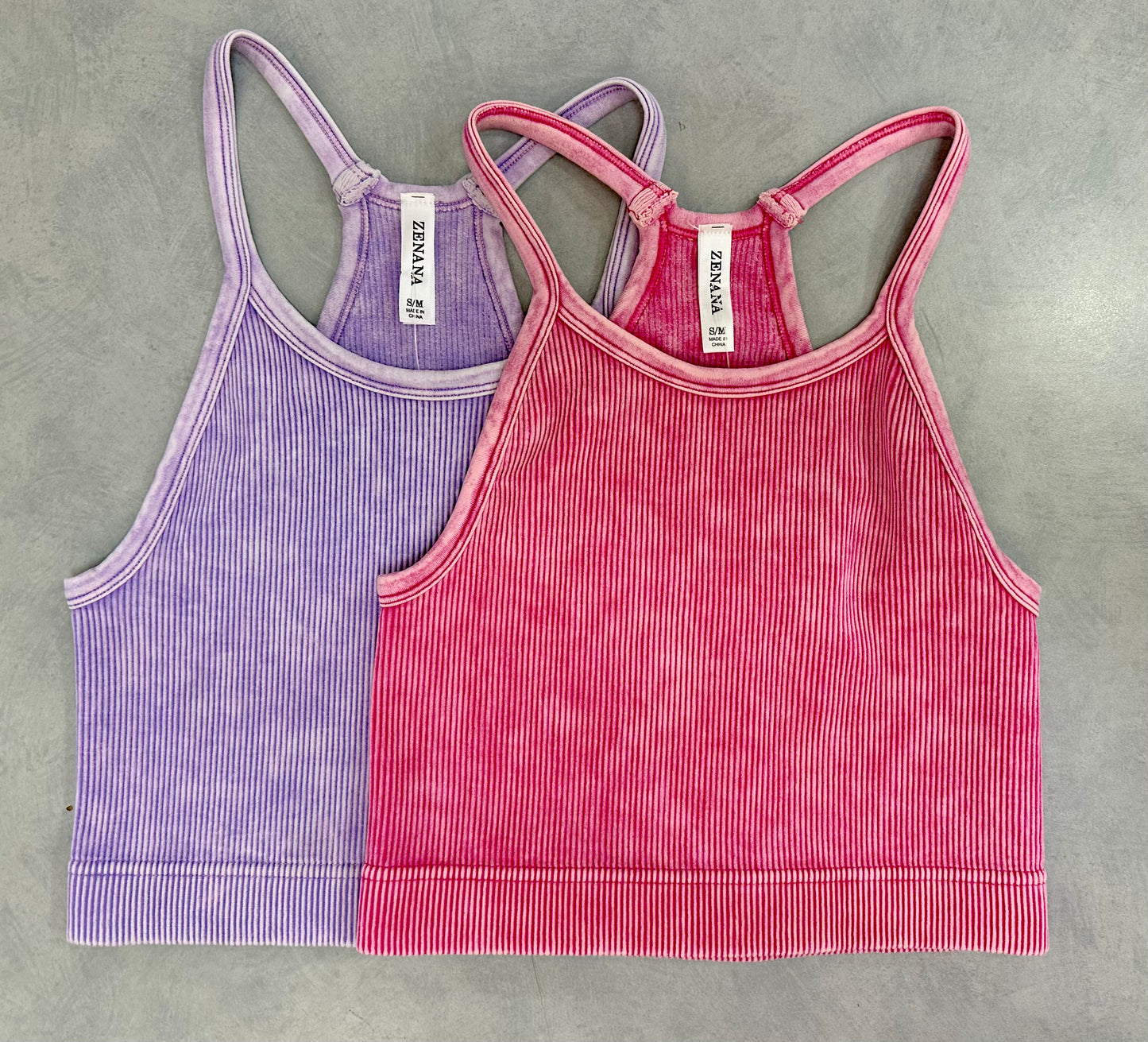 Washed Ribbed Seamless Cropped Cami