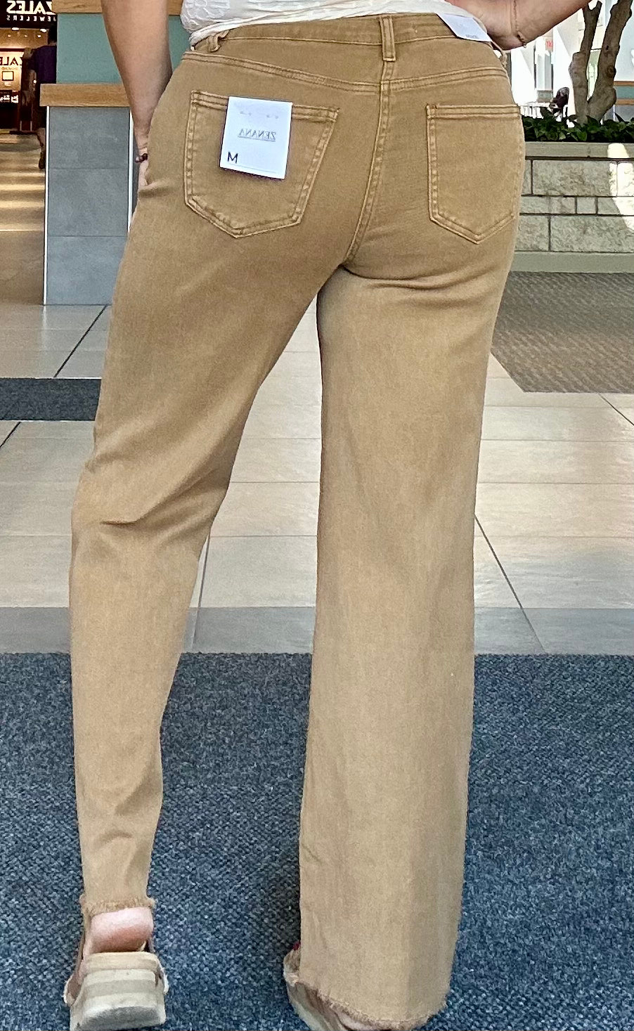 Acid Washed Frayed Cutoff Hem Straight Wide Pants