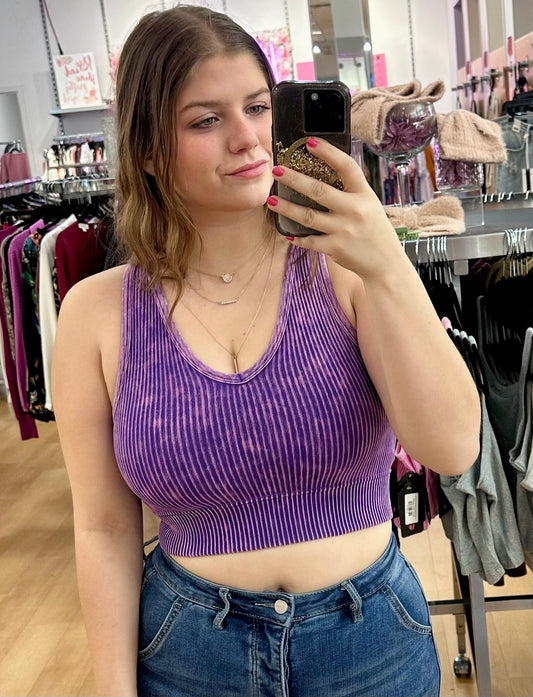 2 Way Neckline Washed Tank Top