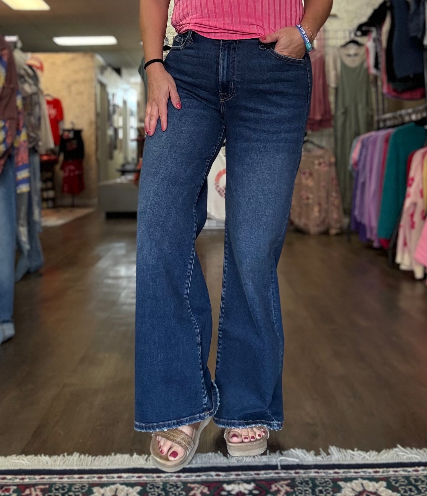 Dark Wash Wide Leg Denim Pants