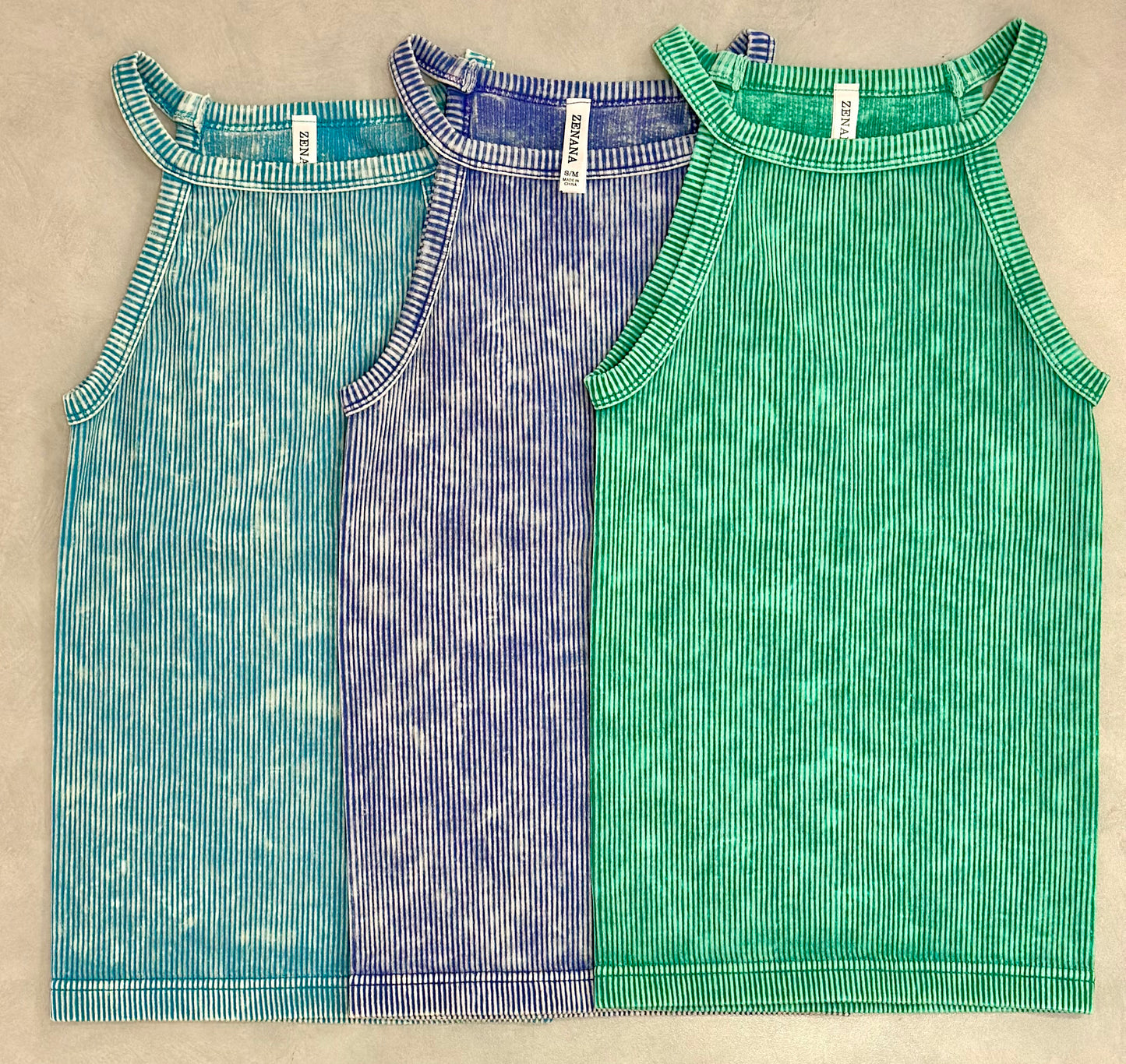 Stone Washed Ribbed Seamless Cami Top