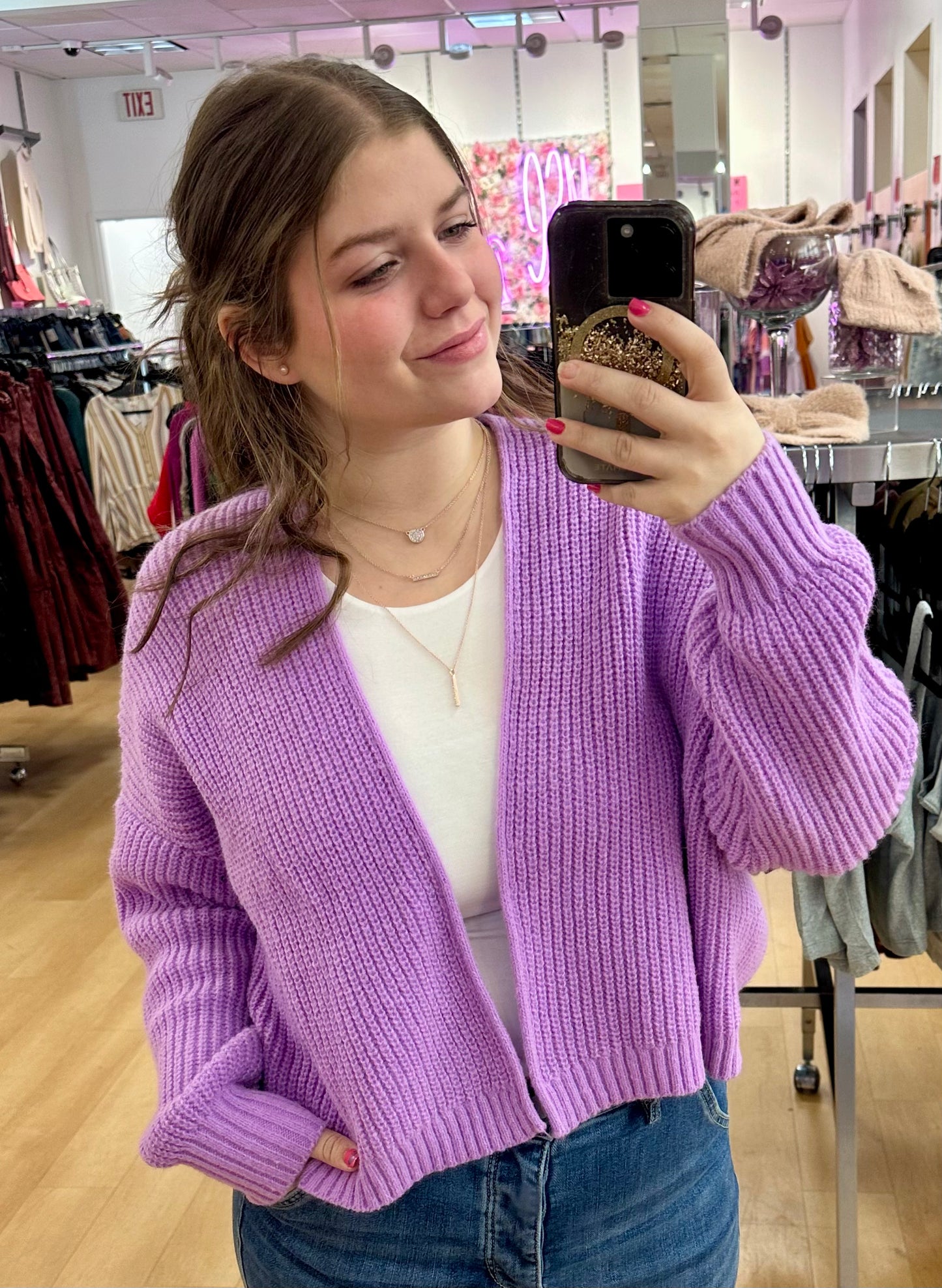 Cozy Knitted Lavender Cardigan