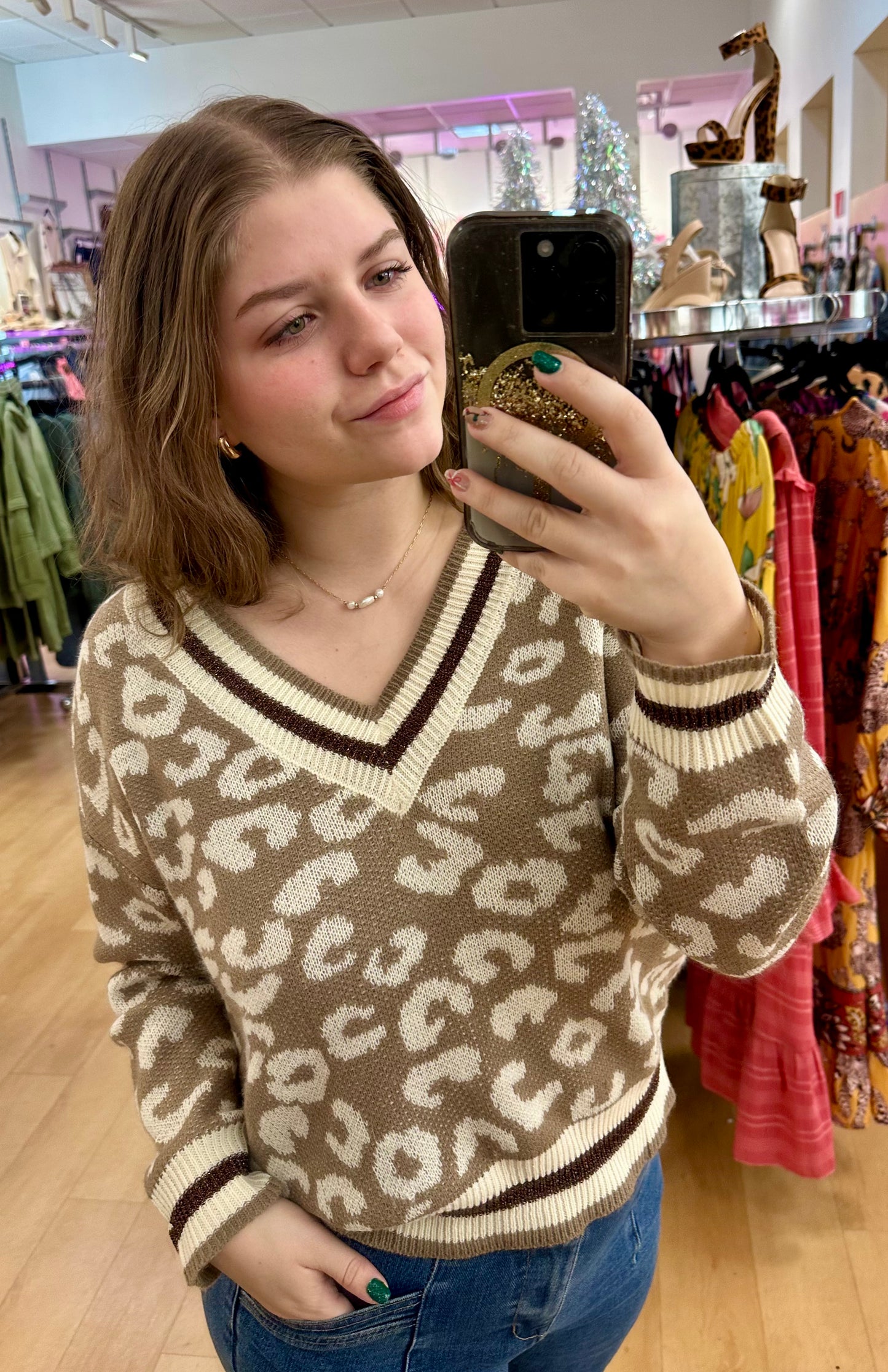Knitted leopard sweater