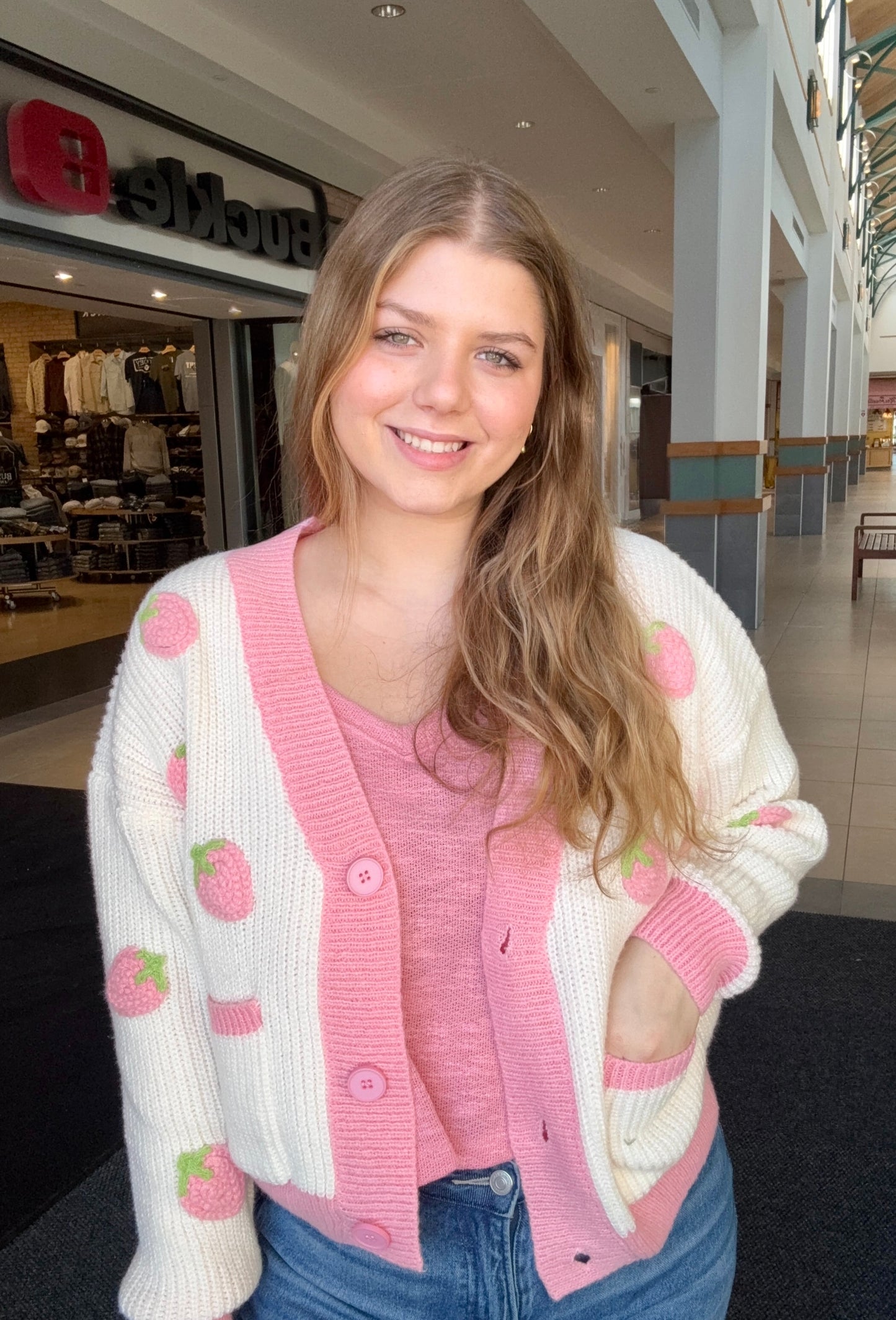 Button Up V-neck With Strawberries