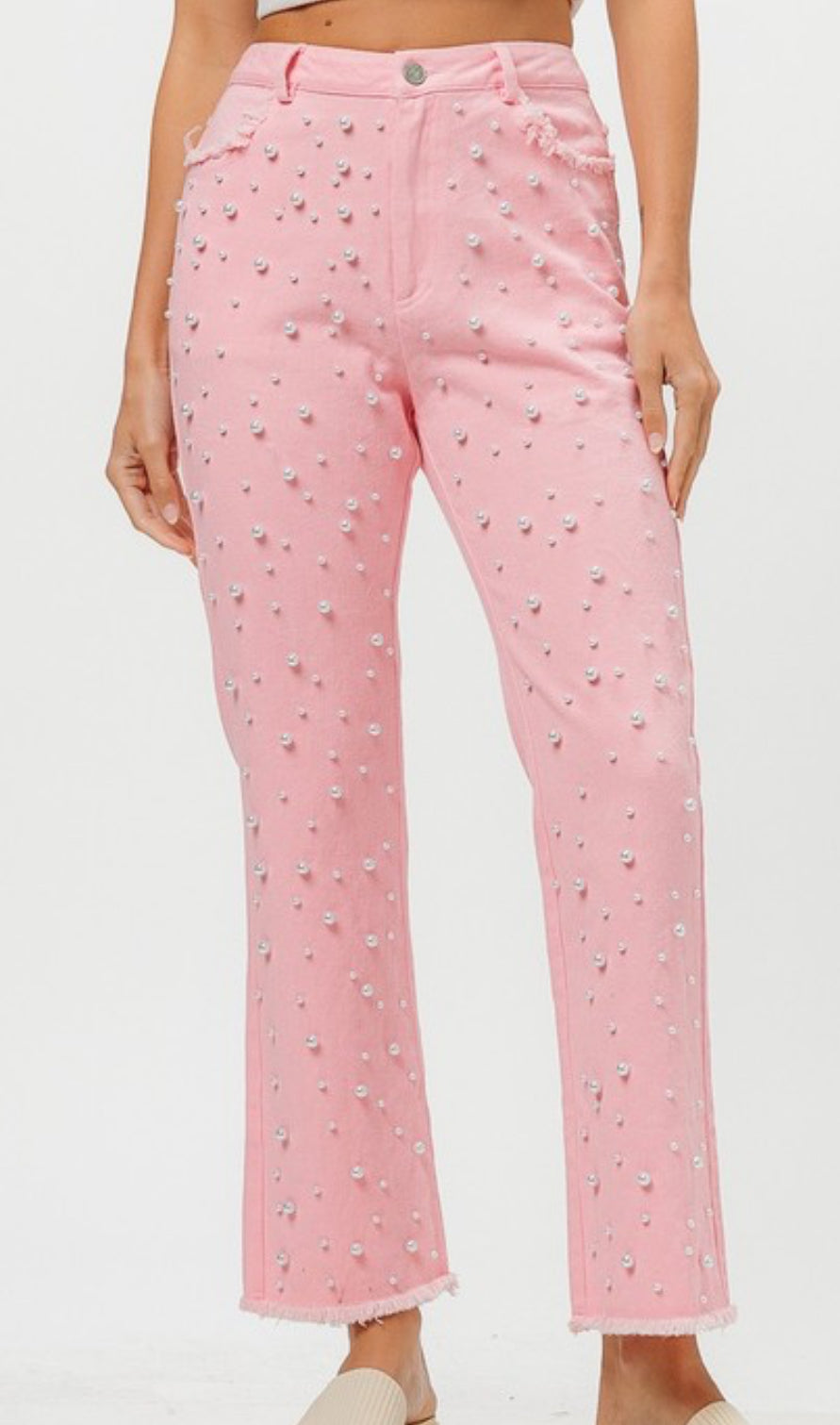 Washed Pearl Embellished Pants