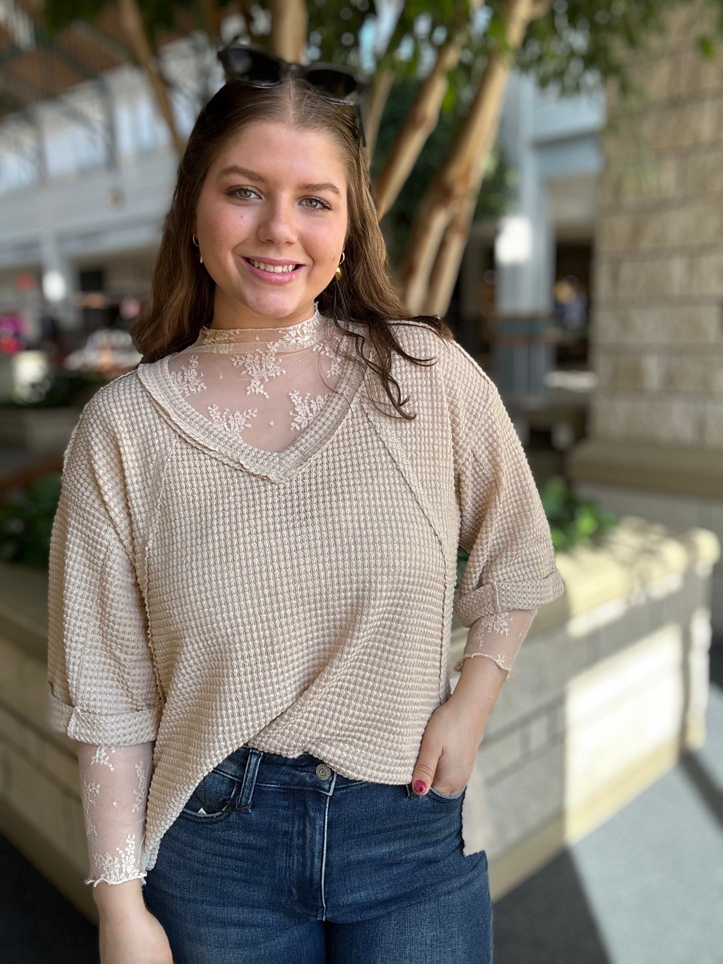 Sheer Lace Long Sleeve Top