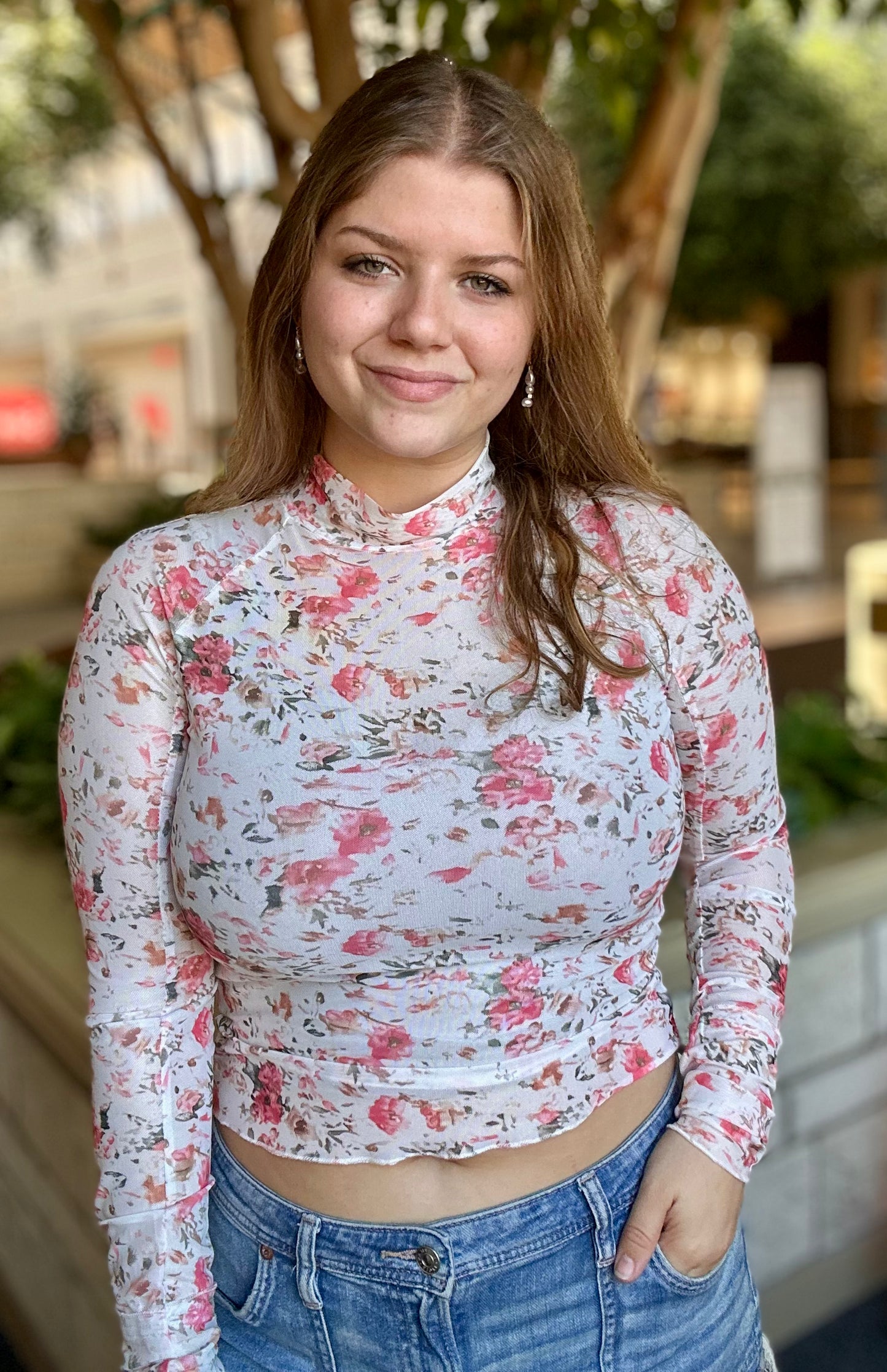 Floral Mesh Layering Shirt