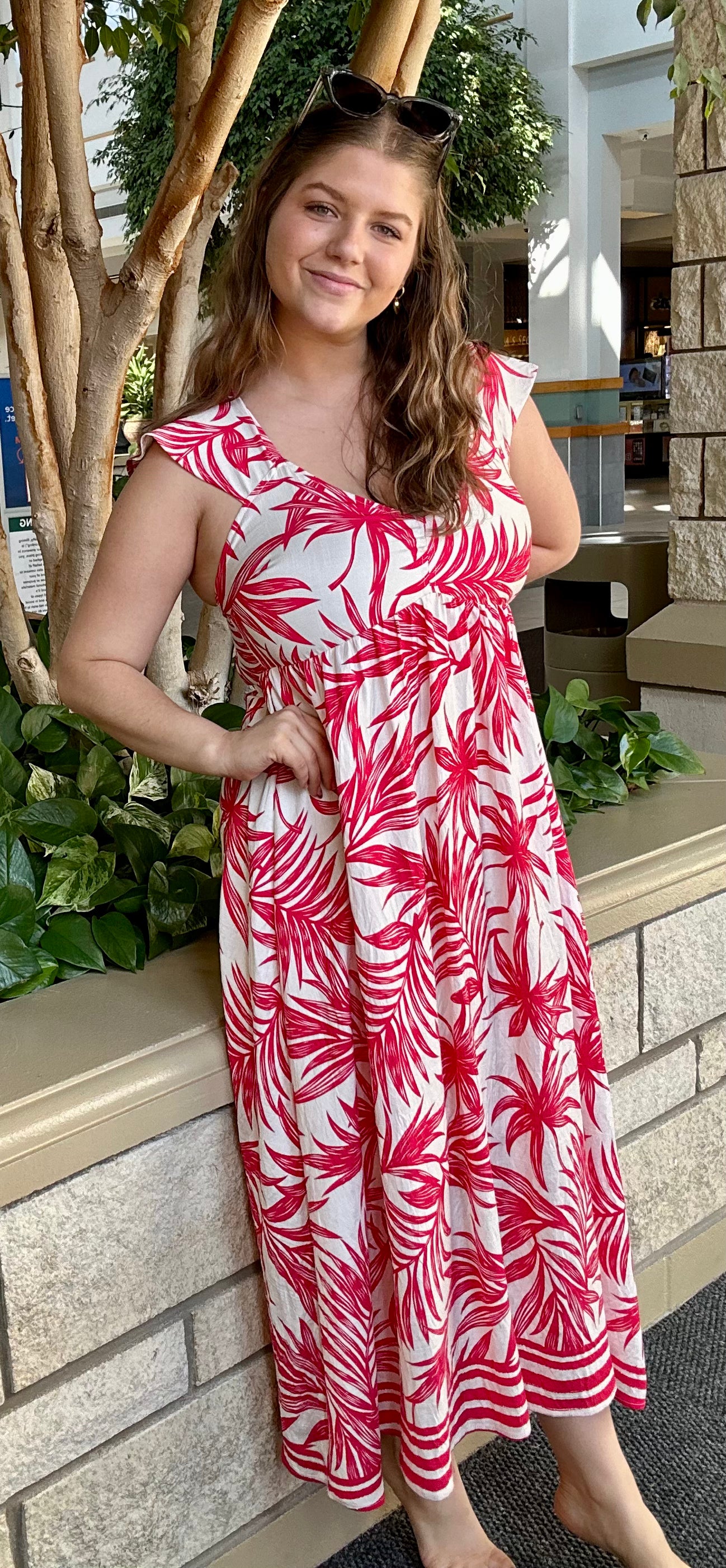 Tropical Printed Midi Summer Boho Dress