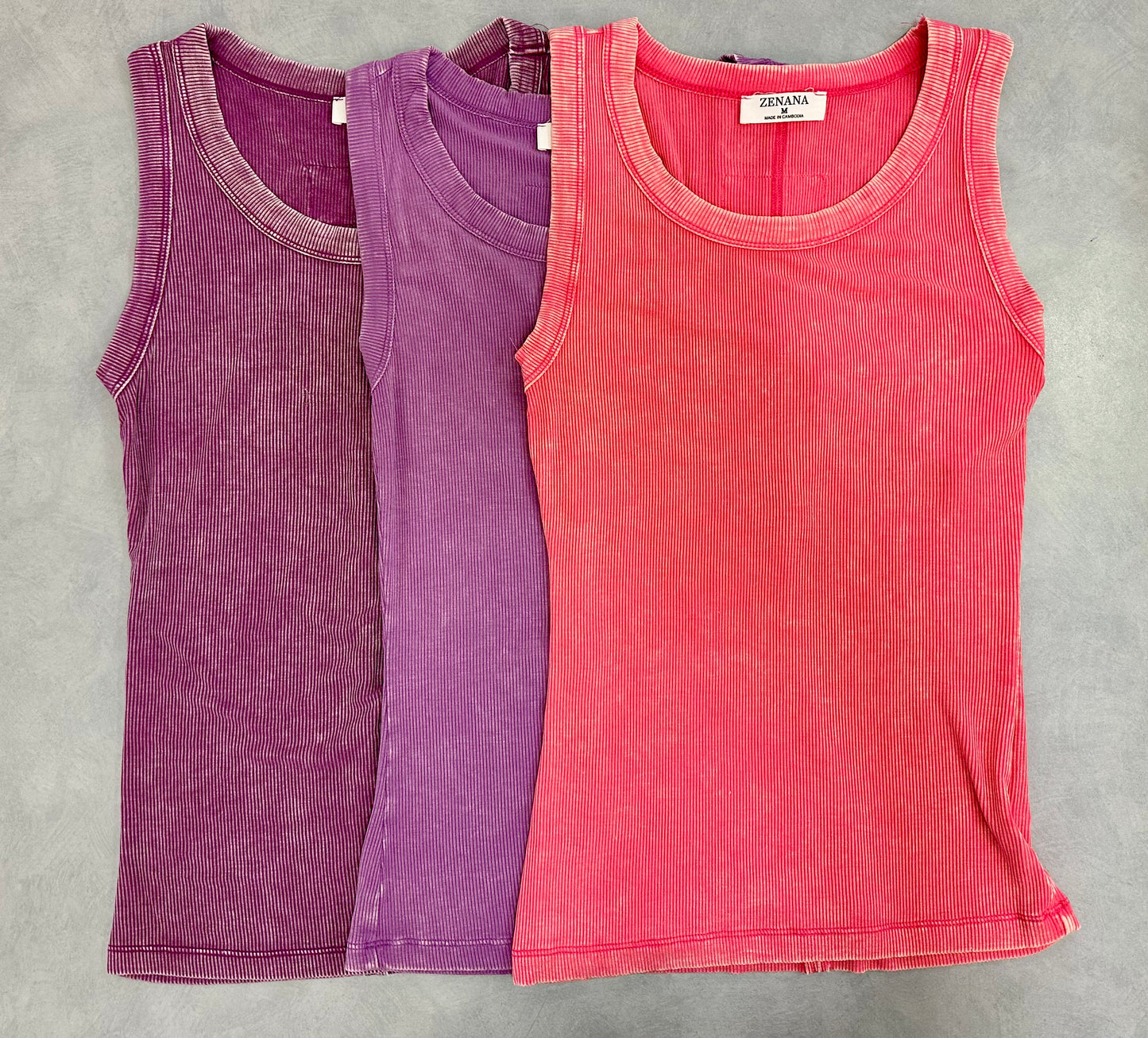 Washed Ribbed Scoop Neck Tank Top