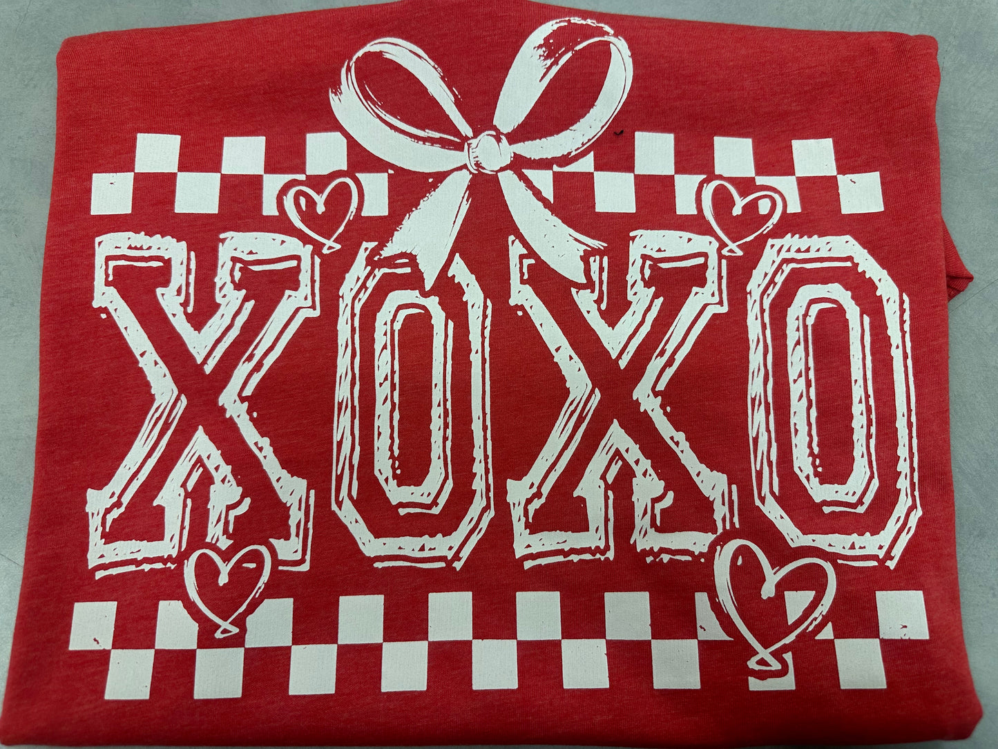 "XOXO" Checker Bow T-Shirt