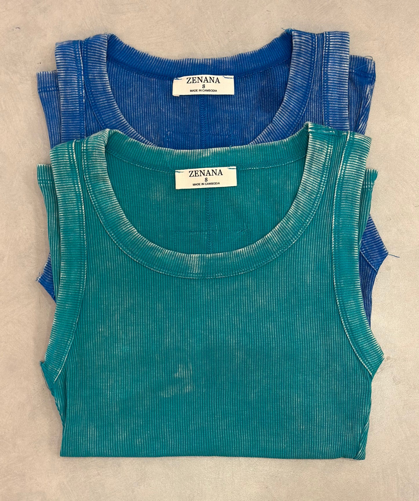 Washed Ribbed Scoop Neck Tank Top