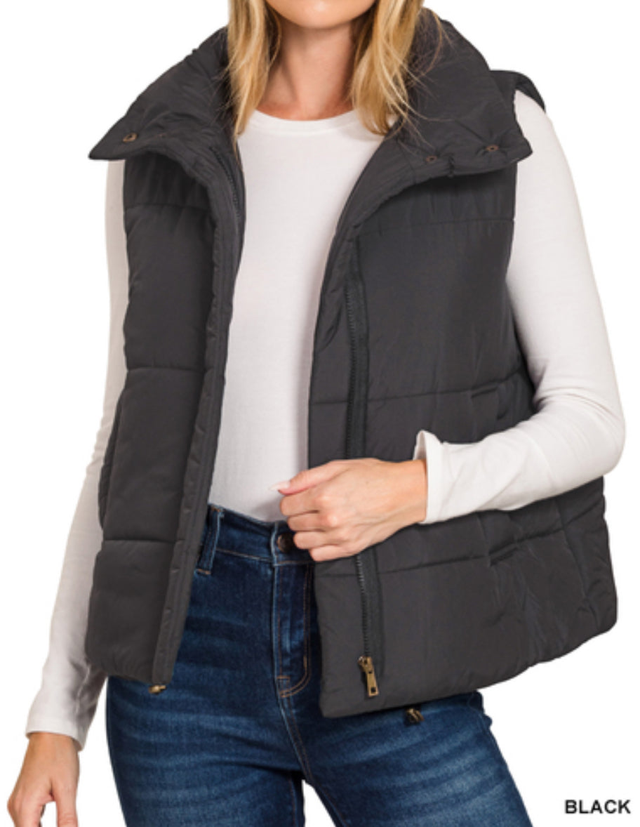 High neck puffer vest