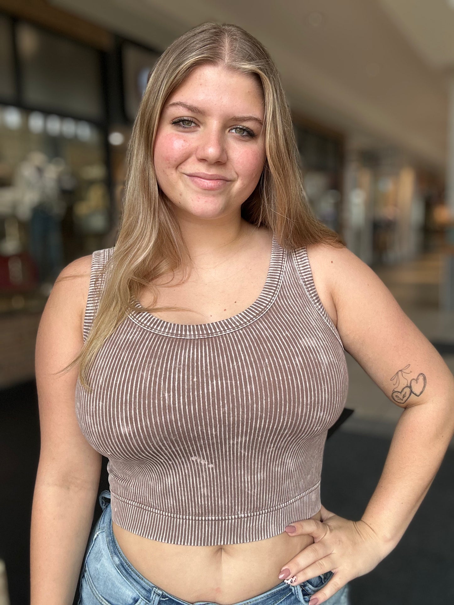 Stone Washed Ribbed Seamless Tank Top