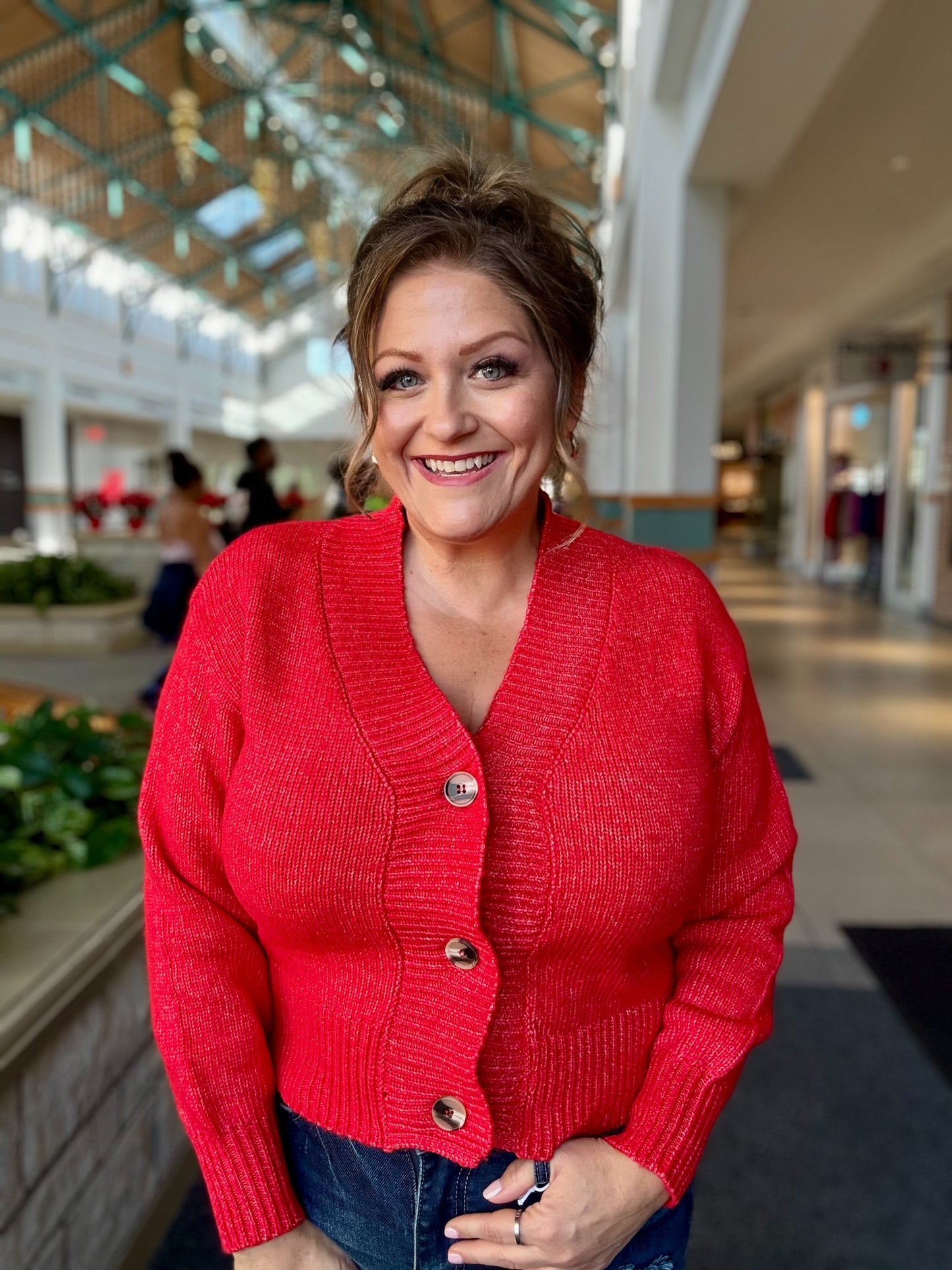 Melange Button Front Sweater Cardigan