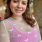 Bow Mesh Long-Sleeve Sheer Top