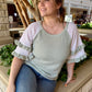 Popcorn Waffle Knit Color Block With Ruffle