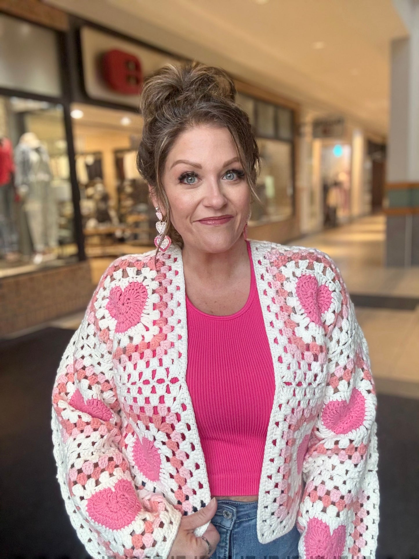 Crochet Heart Patch Cardigan