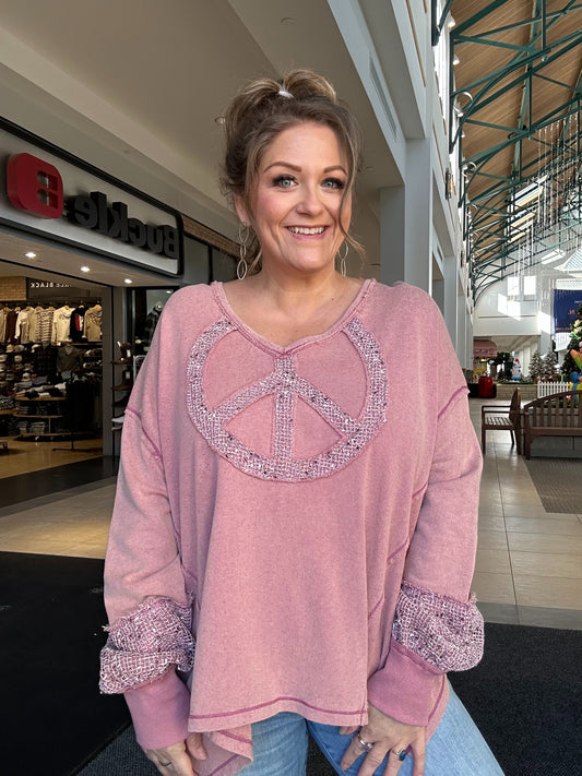 Peace Sign Mineral Wash Terry Shirt