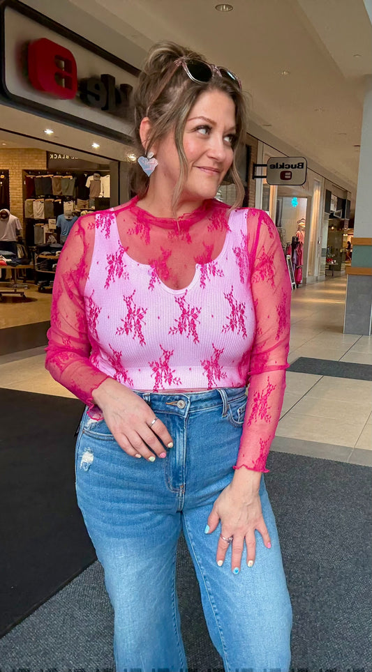 Sheer Lace Long Sleeve Top