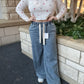 Wide Leg Drawstring Elastic Waistband Denim Pants
