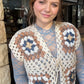 Block Flower Pattern Crochet Vest