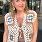 Block Flower Pattern Crochet Vest