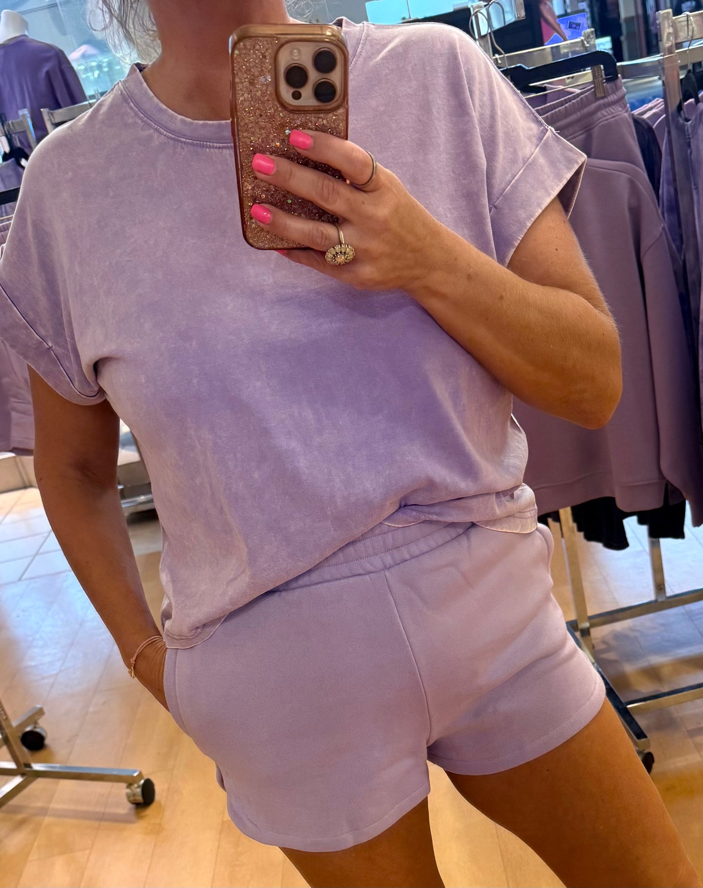Fleece Elastic Waistband Dolphin Shorts