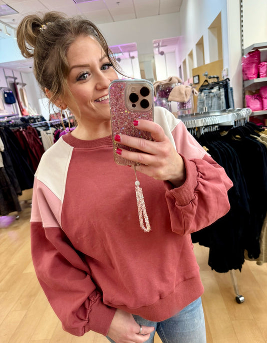 Color Block Raglan Sleeve Sweatshirt