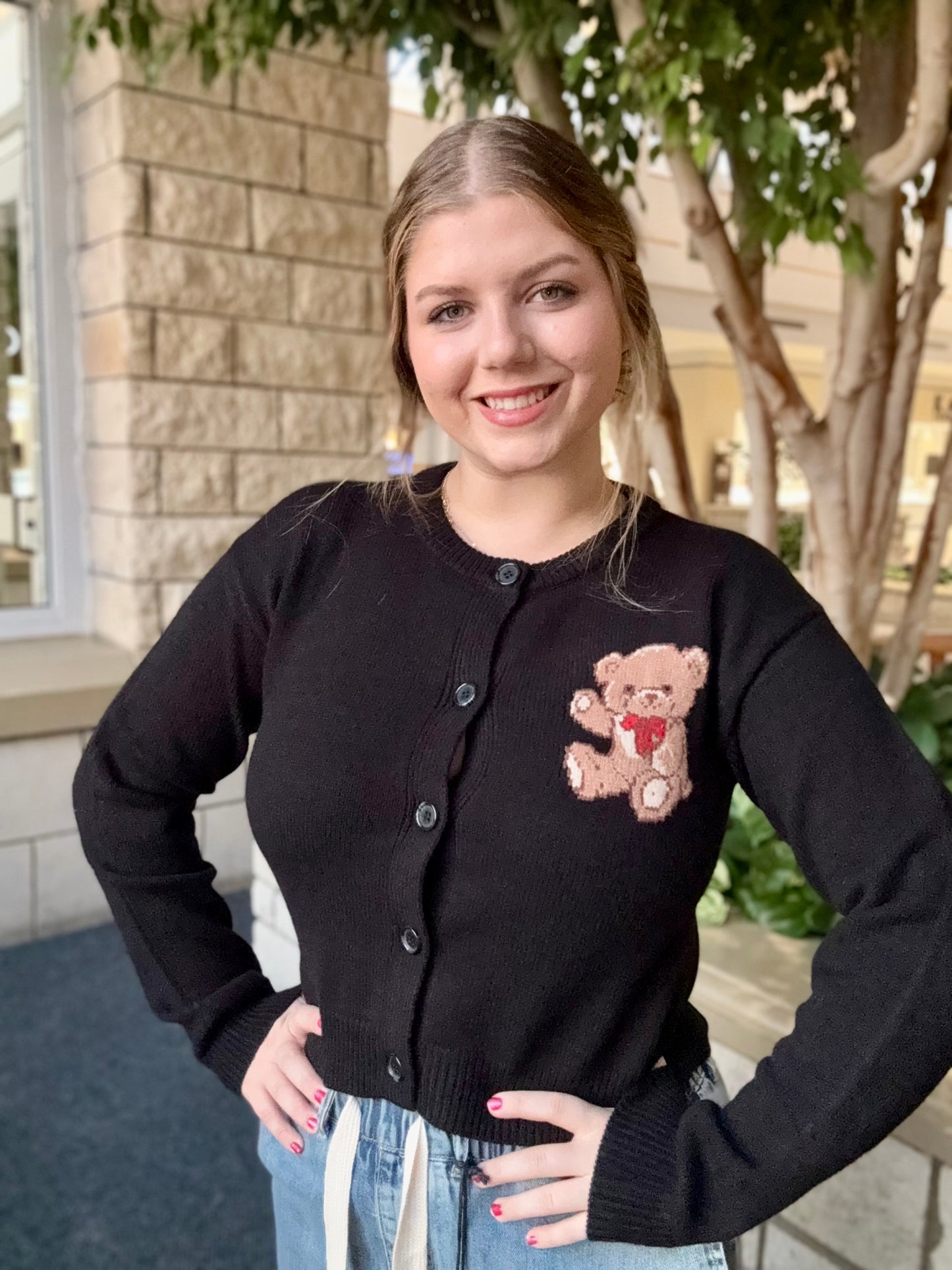 Long Slv Embroidery Sweater Cardigan