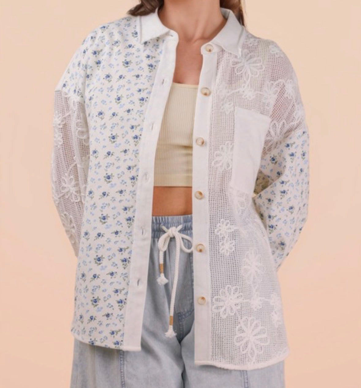Vintage Bloom Patchwork Button Up