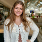 Flower Applique Textured Button Down Cardigan