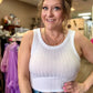 Ribbed boat neck cropped sleeveless top