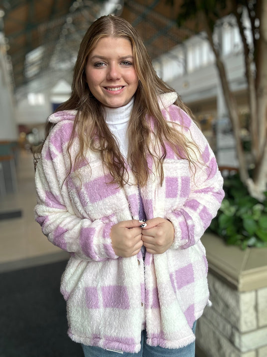 Lavender Fleece Plaid Shacket