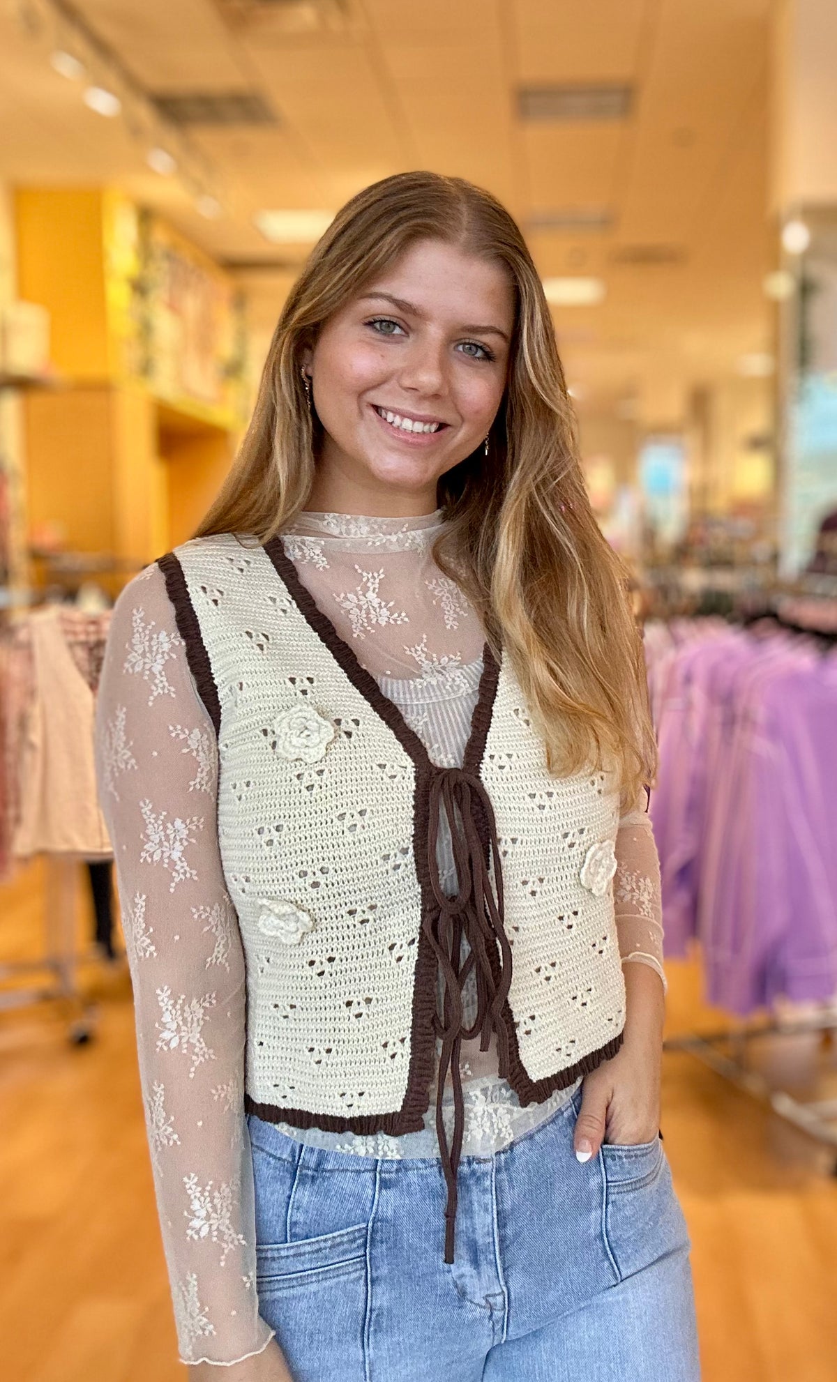 Sweet Bloom Crochet Vest