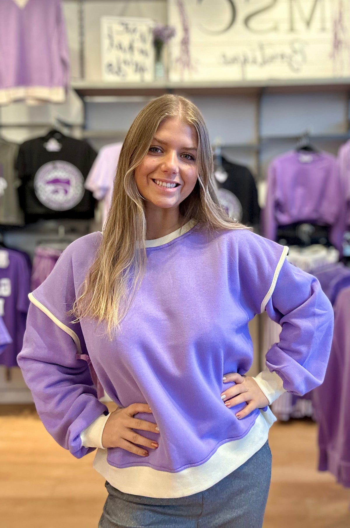 Retro Contrast Detail Sweatshirt