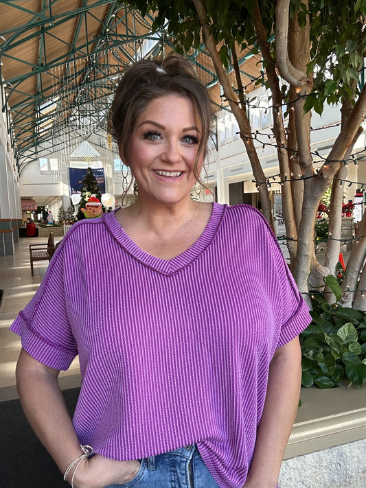 Effortless Rib Flutter Tee