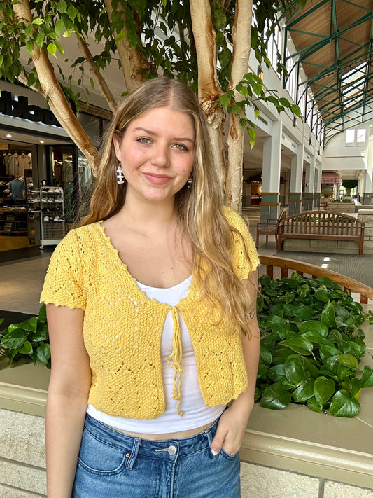 Sunlit Pointelle Tie Top