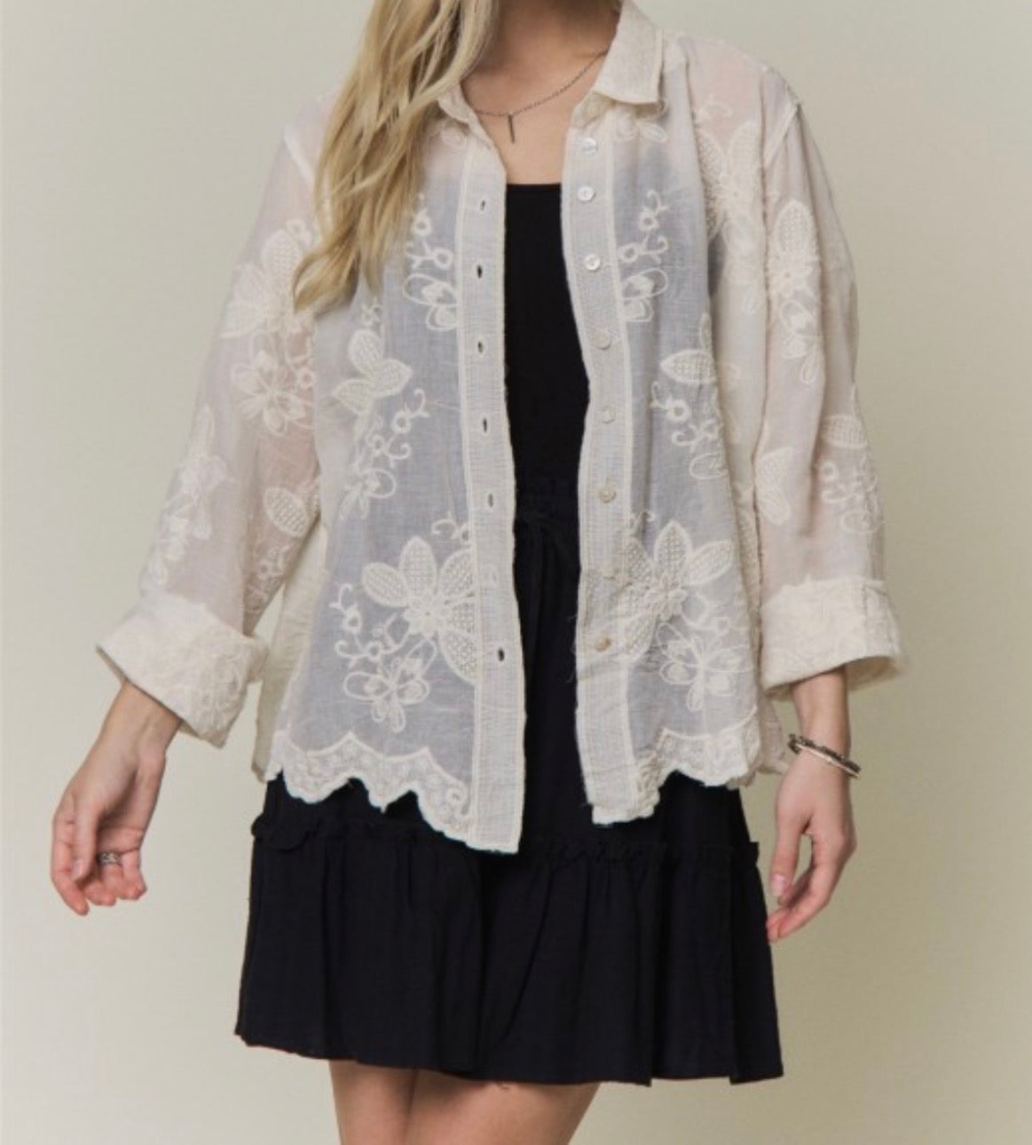 Fluttering Florals Button-Up Blouse