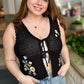 Floral Embroidery Front Tie Crochet Vest Top