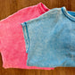 Washed baby waffle short sleeve top