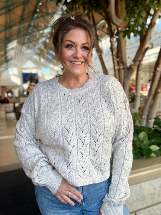 Cropped Cable Knit Sweater